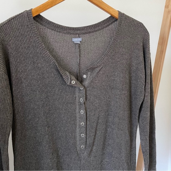 Aerie Ribbed Lounge Pajama Henley Romper in Army Green - XS - Picture 2 of 5